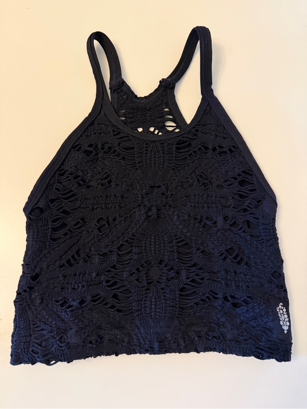 Free People Happiness Runs Floral Crop Tank - Black